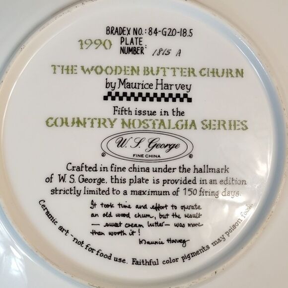 Maurice Harvey "The Wooden Butter Churn" Collector Plate - Picture 3 of 5
